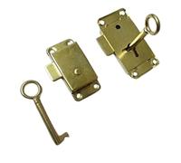 Cerradura de latón de estilo antiguo vintage retro para armario, 63 mm, cerradura de superficie y llave, paquete de 2