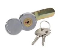 Cerradura de leva de aleación de zinc con núcleo de cobre y llaves para caja de distribución eléctrica, armario de equipos, taquillas o cajones, color plateado industrial con tapa