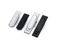 Cerradura de manija de puerta de gabinete de control eléctrico, equipo mecánico, cerradura de manija de tracción, cerradura de plano, 1 pieza(Zinc alloy Black-1)