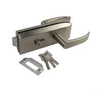 Cerradura de manija de puerta de vidrio de montaje empotrado para puertas individuales de oficina, construcción de aleación de zinc con pestillo seguro plano o opción con muescas (boca plana plateada)