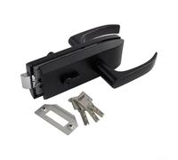 Cerradura de manija de puerta de vidrio de montaje empotrado para puertas individuales de oficina, construcción de aleación de zinc con pestillo seguro, opción plana o con muescas (negro)