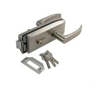 Cerradura de manija de puerta de vidrio único con estilos versátiles planos o con muescas para uso en la oficina, proporcionando una mayor seguridad y un aspecto moderno elegante en las puertas (plata