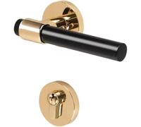 Cerradura de manija de puerta, juego exterior de cobre con cerrojo de un solo cilindro, manija de palanca de entrada dorada for puerta de 35-50 mm de grosor.