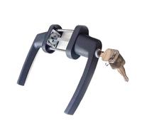 Cerradura de palanca dos extremos Manivela sólida engrosada con llaves Manija puerta completa llave for usar a mano for la(Black-1)