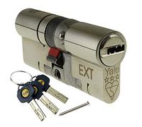 Cerradura de perfil europeo Nickel Yale Platinum 3 Star TS2007:2013, de 95 mm, cilindro resistente a los golpes y antirrotura, de alta seguridad