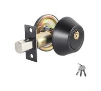 Cerradura de perno negro mate con llaves para puertas exteriores e interiores de 35 mm a 50 mm de grosor, cilindro de seguridad de metal sólido, hardware de mejora del hogar, acabado de bronce