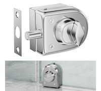 Cerradura de Piso para Puerta de Cristal-Acero Inoxidable 304,Sin Perforación,Acabado Cromado Pulido,Compatible con Vidrio de 10-12 mm,Seguridad para Puertas Correderas y Abatibles,Manija de Operación