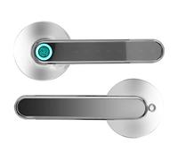 Cerradura de Puerta Biométrica Inteligente con Huella Dactilar, Manillas Puertas Interior & Exterior Cerradura de Puerta Electrónica, Compatible con Aplicación Remoto/Bluetooth/Contraseña(Cromo)