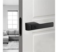 cerradura de puerta Cerradura de puerta silenciosa succión magnética aleación zinc, manija invisible minimalista moderna una palabra(60A1 Black)