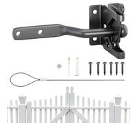 Cerradura de puerta con autobloqueo - Bloqueo automático de puerta negro - Bloqueo de puerta con cuerda de resorte para exteriores, zona de mascotas, patio, piscina, terraza, granero, cobertizo