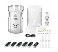 Cerradura de puerta con control remoto Wafu 019, 6 controladores, cerraduras electrónicas invisibles, inalámbrica, sin llave, 433 MHz, Dealbolt, cerradura de respaldo para puerta exterior