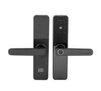 Cerradura de puerta con huella digital, cerradura inteligente con asa, cerradura de puerta digital, cerradura antirrobo inteligente para casas, apartamentos, negro