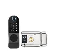 Cerradura de puerta con huella digital Tuya impermeable al aire libre cerradura de puerta inteligente jardín huella dactilar bloqueo remoto Digital IC tarjeta desbloqueo electrónico Rim Lock for el ho