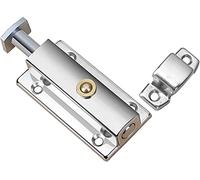 Cerradura de puerta corredera, cerradura de pescado, pestillo de resorte, cerradura deslizante para puerta interior, pestillo de puerta deslizante, botón pulsador(acero inoxidable, 3 pulgadas)
