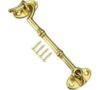 Cerradura de puerta corredera con perno, Perno de cerradura de puerta, ganchos de cabina de 4,1 ", pestillo de puerta, ventana giratoria, gancho de latón con tornillos de montaje dorados, 1 Uds.