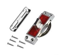 Cerradura de puerta corredera de acero inoxidable en ángulo recto para puertas y armarios de granero - Gancho de seguridad sin llave con dimensiones de 83 x 26 mm, acabado plateado