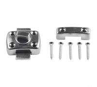 Cerradura de puerta corredera de ángulo recto de metal fundido hecho de aleación de zinc para inodoro y puertas de madera con instalación segura de fijación de tornillo (plateado)