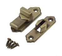 Cerradura de puerta corredera de granero de 90 grados con base reforzada y diseño curvado poligonal suave que proporciona un bloqueo seguro en varias puertas correderas y balcones (bronce)