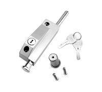 Cerradura de puerta corrediza para ventanas de vidrio y puertas de patio, color plateado, con embutir auxiliar de seguridad.