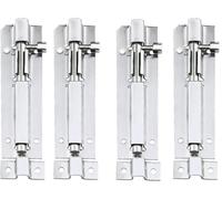 Cerradura de puerta corrediza, pestillo de seguridad, 4 cerraduras deslizantes con tornillos, de acero inoxidable, estilo retro, for puertas de cobertizo, cercas y baños.(3 in)