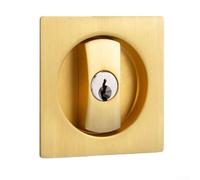 Cerradura de puerta cuadrada de bolsillo para baño con puerta deslizante mate y llave de puerta de aleación de zinc, construcción de privacidad, negro/bru (dorado)