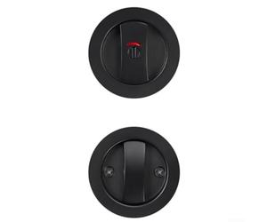 Cerradura de puerta de baño con diseño de gancho único e indicador codificado por colores para una rápida visibilidad del estado de la cerradura (negro)