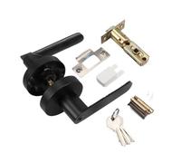 Cerradura de puerta de bola for interior, cerradura de bola for baño, lengüeta única, manija redonda de tres varillas for el hogar, color negro mate(Matt Black with key)