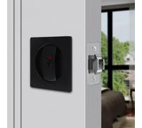 Cerradura de puerta de bolsillo empotrada negra con función de privacidad interior (rojo/verde) para puertas correderas zurdas/diestras - Indicadores compatibles con aleación de zinc, construcción con