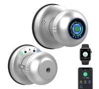 Cerradura de puerta de huella dactilar, perilla inteligente de bola con llave eLinkSmart cerradura de puerta de entrada sin llave para dormitorio, apartamento, con modo de privacidad, voz clara,