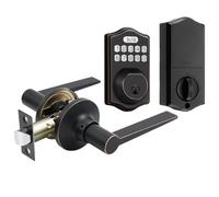 Cerradura de puerta de huellas dactilares con entrada sin llave con contraseña, mango de palanca de aleación de zinc impermeable IP65, cuerpo de bloqueo ajustable de 60/70 mm para seguridad del hogar