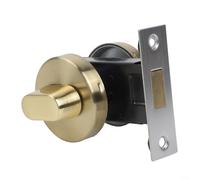 Cerradura de puerta de privacidad para baño hecha de acero inoxidable con visualización transparente de estado ocupado y vacante para baños públicos y privados (dibujo dorado)