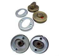 Cerradura de puerta de privacidad para baño hecha de acero inoxidable con visualización transparente de estado ocupado y vacante para baños públicos y privados (negro y negro)