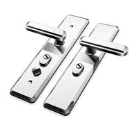 Cerradura de puerta de seguridad de entrada universal de acero inoxidable brillante, cerradura de manija de puerta multifunción, cerradura mecánica, juego de 1 pieza(Square suit 55mm)