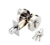 Cerradura de puerta de una sola cara con llave, pestillo antirrobo de acero inoxidable para puerta delantera, dormitorio, oficina, hotel, hardware de seguridad con botón giratorio interno (plateado)