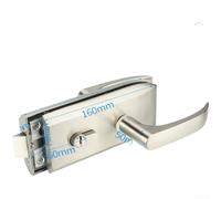 Cerradura de puerta de vidrio, cerradura de manija de puerta de división de oficina, cerradura de puerta de vidrio sin marco de doble apertura para escaparate comercial (B)