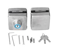 Cerradura De Puerta De Vidrio Sin Marco, 2PCS Cerradura Deslizante De Empuje, Diseño Oclusal En Forma De V, Acero Inoxidable Resistente A Manchas, Para Seguridad Antirrobo En Hogar