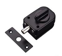 Cerradura de puerta de vidrio sin taladro SUS304 Pestillo deslizante de acero inoxidable para puertas sin marco de 8 y 12 mm con acabado negro (A)