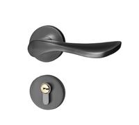 Cerradura de puerta del dormitorio silenciosa magnética simple moderna puerta interior puerta de madera cerradura for puerta del baño manija de la puerta(HC model black nickel silent)