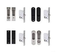 Cerradura de puerta deslizante sin llave, perno de empuje para tirar de acero inoxidable para puertas de granero de baño, diseño de gancho invisible integrado, funcionamiento suave (satén cuadrado)