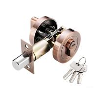 Cerradura de puerta fiable con llave, adecuada para uso frontal y dormitorio, fácil instalación, fuerte función antirrobo (cobre)