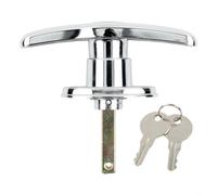 Cerradura de puerta fija trasera de metal con mango en T para garaje, cobertizo y caravana, cerradura de palanca corta resistente al óxido, resistente a la intemperie con 2 llaves, acabado plateado