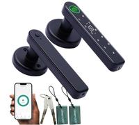 Cerradura de puerta inteligente 5 en 1, manija de puerta inteligente automática con control de aplicación, huellas dactilares, tarjetas IC, contraseña, llaves de respaldo, cerraduras digitales