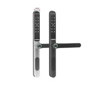 Cerradura de puerta inteligente biométrica delgada, resistente al agua, con huella dactilar, tarjeta de aluminio, contraseña, TTLock, cerraduras electrónicas for puertas correderas(Black2885hook,Right