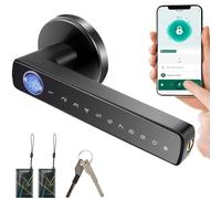 Cerradura de Puerta Inteligente, Cerradura Conectada Wifi Tuya Cerradura de Puerta Inteligente Cerradura Electrónica Biométrica Huellas Digitales Tarjeta RFID Sin llave APP Control remoto Smart Lock
