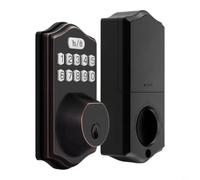 Cerradura de puerta inteligente, cerradura de puerta de huella digital con | Cerradura Inteligente para Puerta de Oficina - Aleación de Zinc, Anti-PIN, Iluminación, 3 Llaves, Inalámbrico (Negro)
