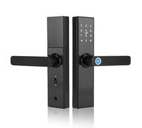 Cerradura de puerta inteligente, cerradura de puerta de seguridad electrónica WiFi con llave mecánica para función Tuya pantalla táctil huella digital contraseña IC tarjeta de aplicación, estable y