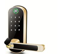 Cerradura de puerta inteligente con huella dactilar, aplicación remota, Control sin llave, WIFI, pantalla táctil Digital, NFC, IP67, resistente al agua, con 2 tarjetas IC(Gold)
