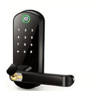 Cerradura de puerta inteligente con huella dactilar, aplicación remota, Control sin llave, WIFI, pantalla táctil Digital, NFC, IP67, resistente al agua, con 2 tarjetas IC(Black)