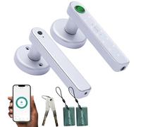 Cerradura de Puerta Inteligente con Huella Dactilar, Manija de Puerta Inteligente Automática 5 en 1 con Control por APP/Huella Dactilar/Tarjetas IC/Contraseña/Llaves de Respaldo, Cerraduras Digitales