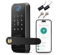 Cerradura de puerta inteligente con huella dactilar sin llave con asa, cerradura electrónica digital con teclado de pantalla táctil, perilla de puerta eléctrica para entrada interior exterior, puertas